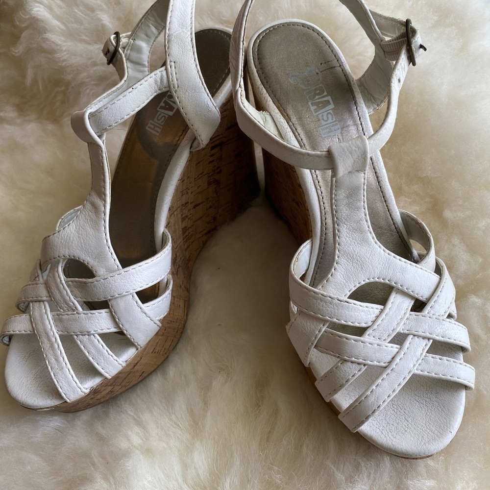 White Brash Platform Wedges 7.5